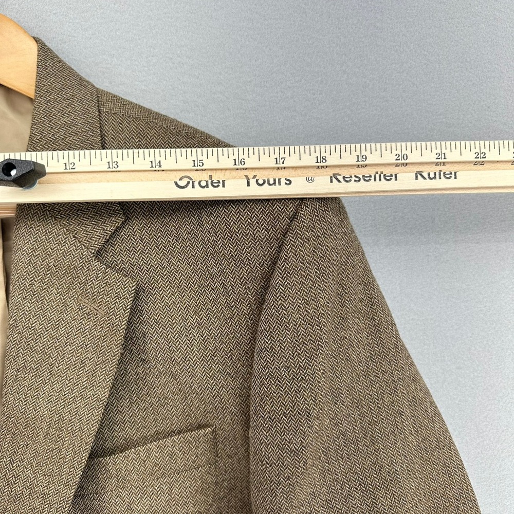 Lauren Ralph Lauren Lambswool Blazer Jacket Brown Herringbone 42L 2 Button Rich - Picture 7 of 9